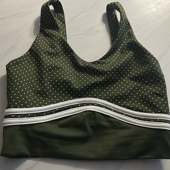 Wilo Women's Green & White Polka Dot Removable Pads Contour Sports Bra Size XS - Picture 3 of 8